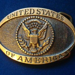 Vintage Belt Buckle - Brass 1980s USA Belt Buckle